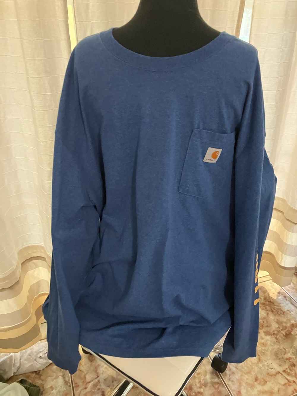 Carhartt Men's Long-Sleeve Pocket Tee — Navy Blue